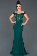Длинное Вечернее Платье Русалка Изумрудно-зеленый ABU978