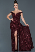Длинное Вечернее Платье Русалка Бордовый ABU981