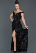 Длинное Вечернее Платье Русалка Черный ABU981
