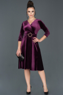 Бархатное Пригласительное Платье Пурпурный ABK640