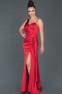 Длинное Атласное Вечернее Платье красный ABU977