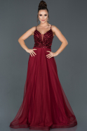 Длинное Вечернее Платье Бордовый ABU942