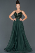 Длинное Вечернее Платье Изумрудно-зеленый ABU942