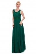 Длинное Вечернее Платье Изумрудно-зеленый AN1162