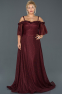 Длинное Свободное Вечернее Платье Бордовый ABU993