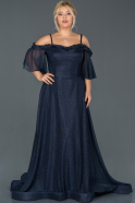 Длинное Свободное Вечернее Платье Темно-синий ABU993