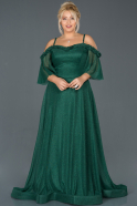 Длинное Свободное Вечернее Платье Изумрудно-зеленый ABU993