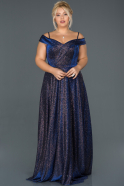 Длинное Свободное Вечернее Платье Ярко-синий ABU466