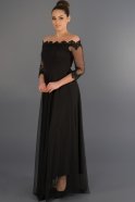 Длинное Вечернее Платье Черный ABU260