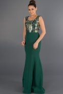 Длинное Вечернее Платье Изумрудно-зеленый C7176