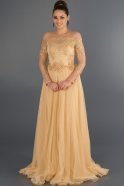 Длинное Вечернее Платье Принцесса Золотой ABU019
