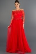 Длинное Вечернее Платье Принцесса красный ABU019