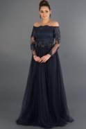 Длинное Вечернее Платье Принцесса Темно-синий ABU019