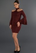 Короткое Вечернее Платье Бордовый D9136
