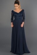 Длинное Выпускное Платье Темно-синий ABU337