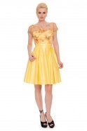 Короткое Вечернее Платье Лимонный S4216