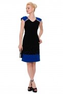 Короткое Вечернее Платье Ярко-синий-Черный T2485