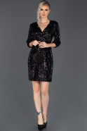 Короткое Велюровое Вечернее Платье Серый-Индиго ABK627