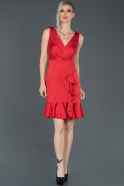 Короткое Атласное Платье красный ABK660