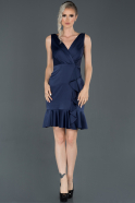 Короткое Атласное Платье Темно-синий ABK660