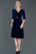 Бархатное Пригласительное Платье Темно-синий ABK640