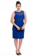Короткое Свободное Вечернее Платье Ярко-синий N98330