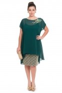 Короткое Свободное Вечернее Платье Изумрудно-зеленый ALY6347