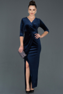 Бархатное Пригласительное Платье Темно-синий ABU1033
