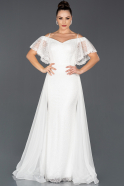 Длинное Вечернее Платье Русалка Белый ABU1007
