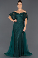 Длинное Вечернее Платье Русалка Изумрудно-зеленый ABU1007