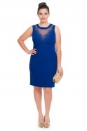Короткое Свободное Вечернее Платье Ярко-синий N98347