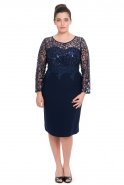Короткое Свободное Вечернее Платье Темно-синий NZ8298