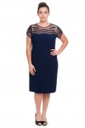 Короткое Свободное Вечернее Платье Темно-синий NZ8214