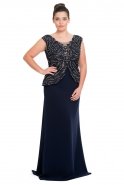 Длинное Свободное Вечернее Платье Темно-синий S4265
