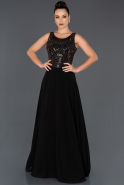 Длинное Пригласительное Платье Черный ABU1026