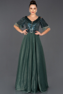 Длинное Помолвочное Платье зелёный ABU1028