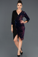 Короткое Платье На Приглашение Фиолетово-золотистый ABK673