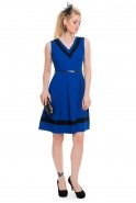 Короткое Вечернее Платье Ярко-синий T2518