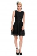 Короткое Вечернее Платье Черный T2541