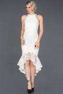 Миди Пригласительное Платье С Кружевами Белый ABK681