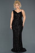Длинное Свободное Вечернее Платье Черный ABU1052