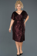 Короткое Свободное Вечернее Платье Бордовый ABK687