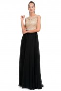 Длинное Вечернее Платье Черный-Золотой T2395