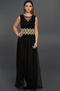 Длинное Вечернее Платье Черный-Золотой AR36824