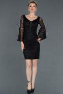 Короткое Велюровое Вечернее Платье Черный ABK701