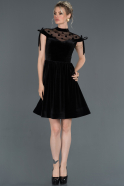Короткое Бархатное Платье Черный ABK703
