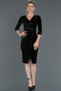 Короткое Велюровое Вечернее Платье Черный ABK704