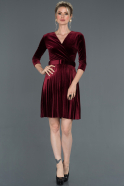 Бархатное Пригласительное Платье Бордовый ABK705