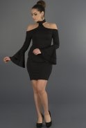 Короткое Вечернее Платье Черный D9136