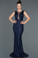 Длинное Помолвочное Платье Темно-синий ABU1098